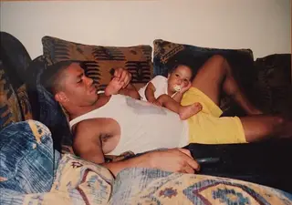 Edgar com a filha Mel ainda bebé