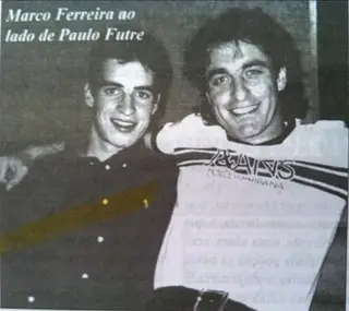 Marco, à esquerda, com o amigo Futre
