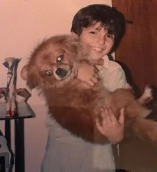 Danny com 7 anos e o cão Pitufo