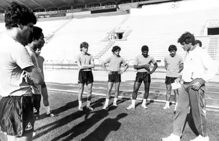 Manuel José durante um treino do Sporting
