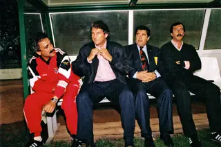 Pietra, Manuel José, António Figueiredo e Bernardo Vasconcelos, no banco do Benfica