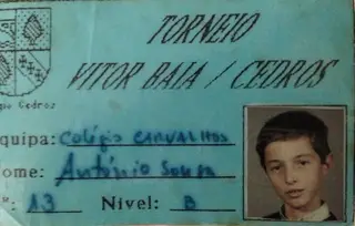 Cartão da participação de Tonel no Torneio Vitor Baía, em representação do Colégio dos Carvalhos