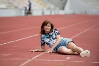 Fernanda Ribeiro, 49 anos, na pista do Estádio da Maia