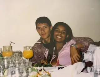 Hélio com a mulher, Leila Pinto