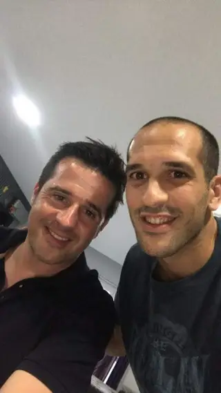 João Coimbra (à direita) com Marco Silva