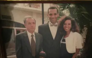 José Morais com o pai e a irmã