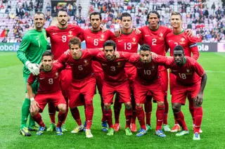 Sílvio (ao meio em baixo) antes de um amigável da seleção com a Croácia, em 2013.
