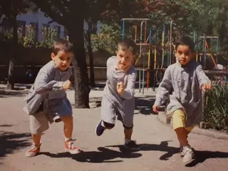 Sílvio (à direita) numa corrida com colegas da escola