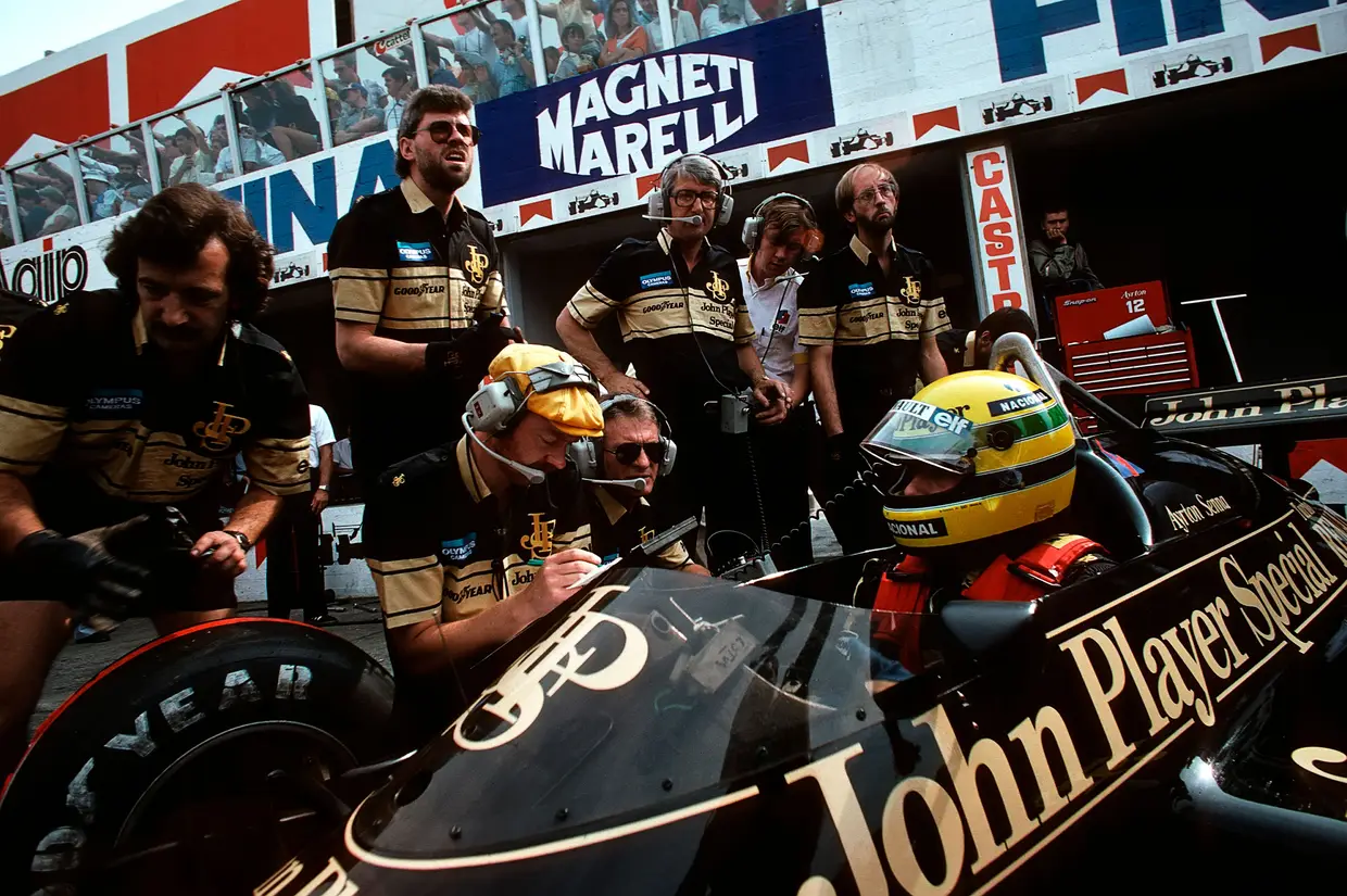 No belíssimo Lotus-Renault 97T, no GP Itália de 1985