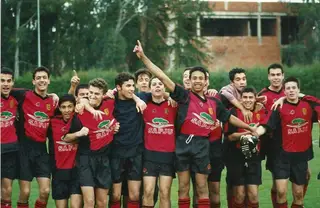Tiago (e braço no ar) com colegas do Desportivo de Beja