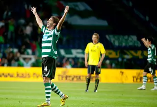 Nuno André Coelho a festejar uma vitória no Sporting
