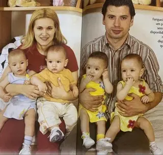 Fanguero foi pai de quadrigémeos e por isso foi tema na revista Nova Gente