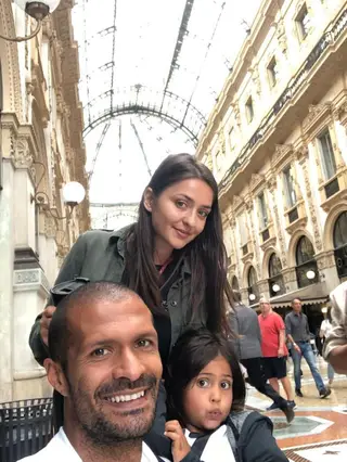 Geraldo com a mulher, Adela, e a filha, Maya