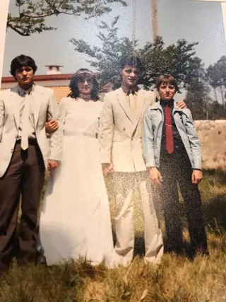 Pedro Martins (à direita) no casamento do irmão mais velho