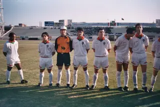 Mário Loja (o 4ª à esquerda) uma das primeiras convocatórias da seleção nacional