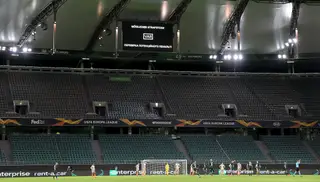 Não houve adeptos nas bancadas a assistir à vitória do Shakthar sobre o Wolsburg, por 2-1, na 1ª mão dos oitavos-de-final da Liga Europa, na Alemanha