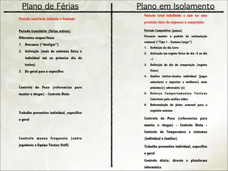 Quadro 2. Principais diferenças entre um plano de férias e um plano em isolamento