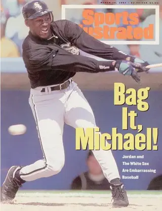 A capa que a revista "Sports Illustrated" dedicou à aventura no beisebol de Michael Jordan, que não mais aceitou falar para a publicação.