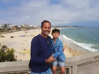 Com o filho Gabriel