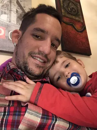 Hélio com o filho, David