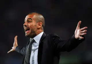 Pep Guardiola, na época de estreia (2009/10) na primeira divisão, com o Barcelona