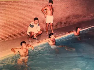 Pacheco, Figo e Paulo Sousa na piscina