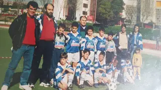 David (1ª em baixo à esquerdo) na equipa do Abóboda, onde o seu pai (1º à esquerda) era um dos treinadores