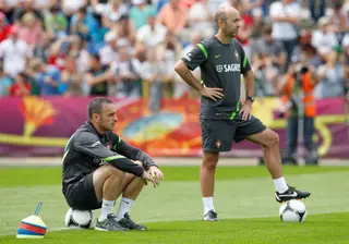 A orientar um treino da seleção com Paulo Bento