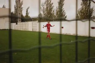 No primeiro treino pela equipa principal do Benfica, aos 17 anos