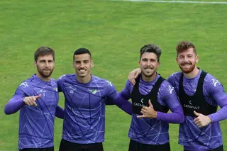 Rúben Lima, Chiquinho, Pedro Nuno e Arsénio, num treino do Moreirense, em 2018/19
