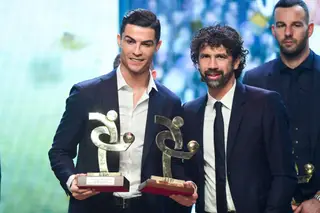 Com Ronaldo, numa gala de atribuição de prémios do futebol italiano