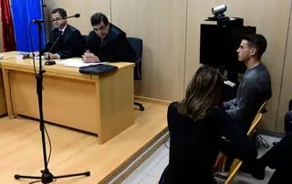 Lucas declara num tribunal de Madrid a 21 de fevereiro de 2017, depois do caso com a sua mulher na via pública