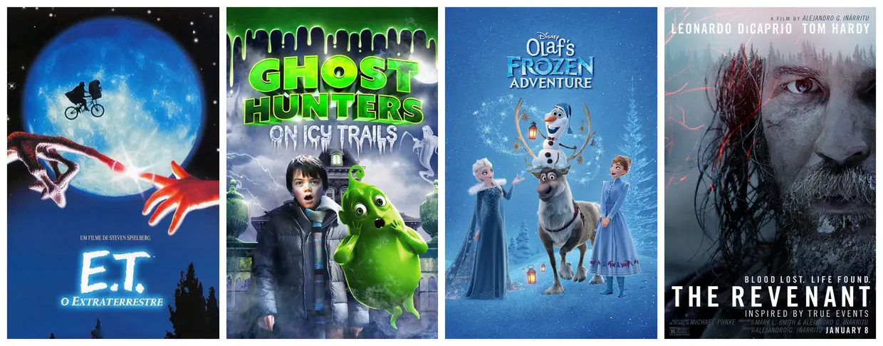 15h00: OLAF’S FROZEN ADVENTURE – Frozen: Uma Aventura de Olaf (T);16h00: E.T. – THE EXTRA TERRESTRIAL – E.T. – O Extra-Terrestre (T);18h00: GHOSTHUNTERS: ON ICY TRAIL - Caça-Fantasmas: No Trilho do Gelo (ESTREIA) (T); THE REVENANT – The Revenant: O Renascido (ESTREIA) (12AP)