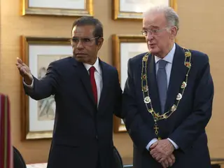 O Presidente timorense Taur Ruak e o antigo Presidente português Jorge Sampaio.