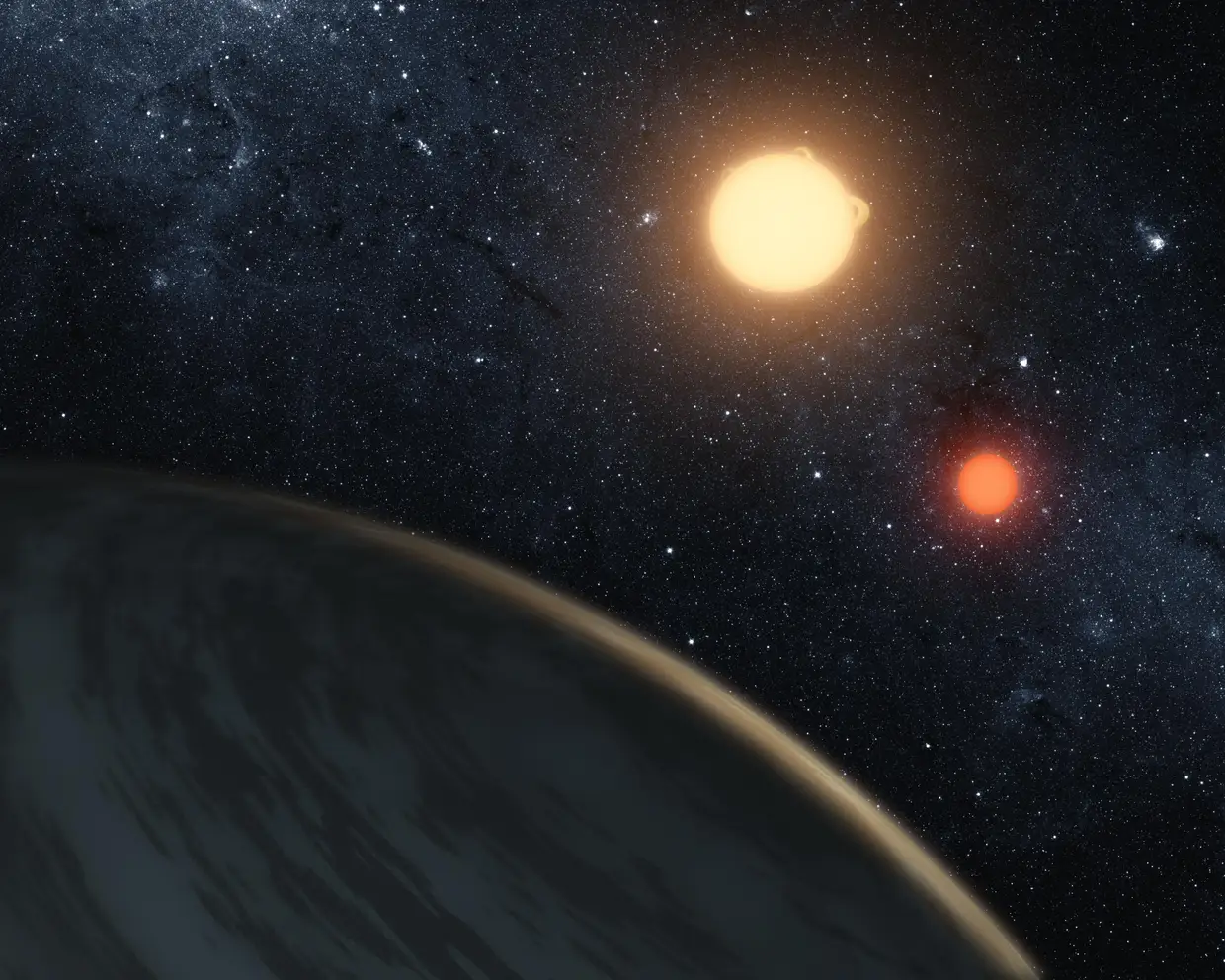 Uma imagem do Kepler-16b.