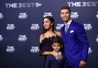 Cristiano com a namorada, Georgina Rodríguez, e o filho Cristiano Ronaldo Jr.