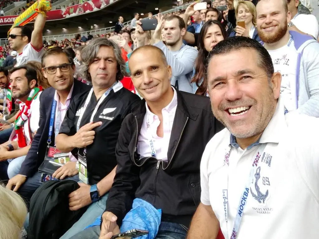 Os jornalistas Nuno Luz e Miguel Guerreiro e os repórteres de imagem Rui do Ó e Odacir Junior. Foto cedida por Nuno Luz.