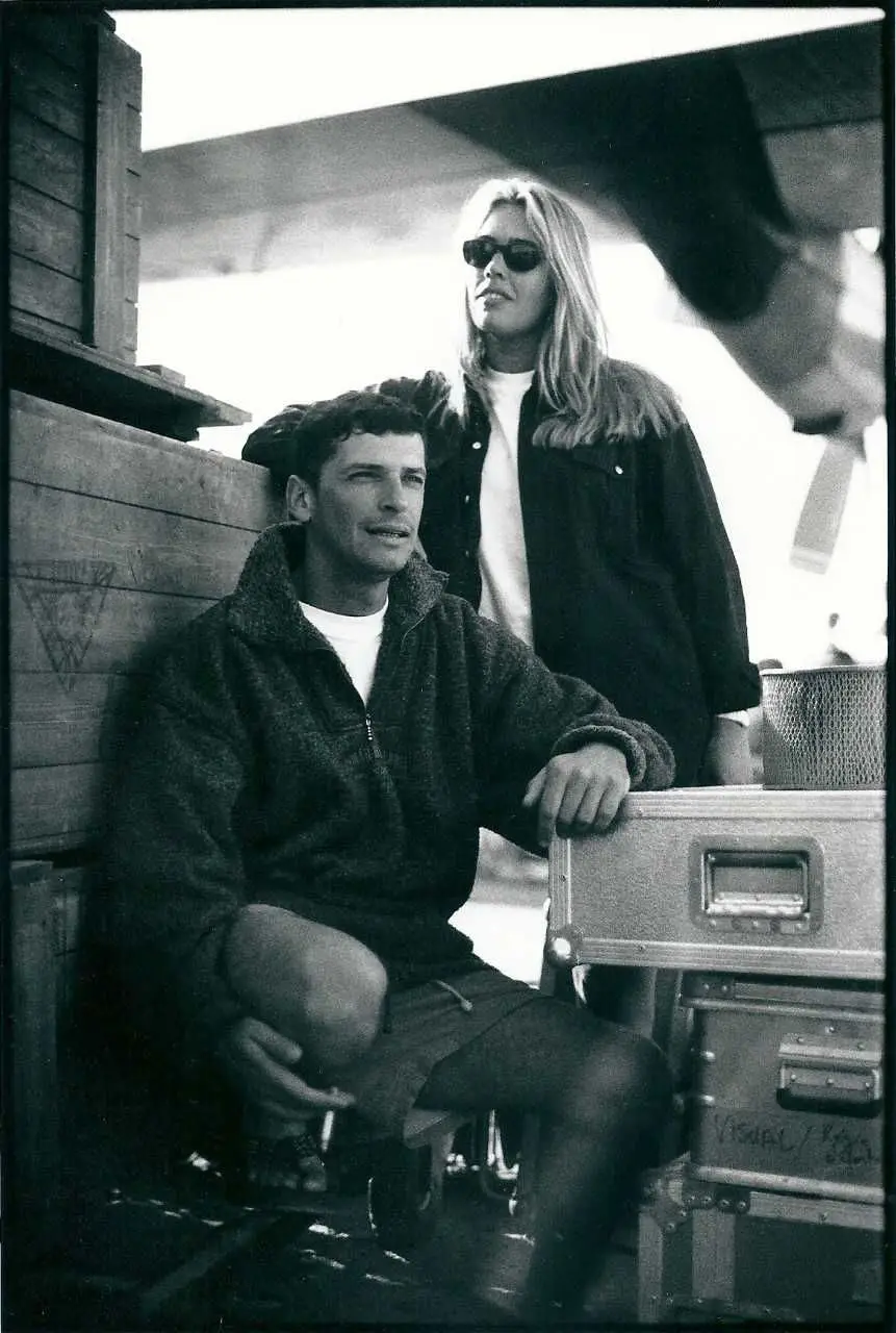 Luís Pinto e Felipa Garnel. Foto cedida por Luís Pinto. Foto tirada em 1997, durante a primeira cobertura da SIC no Dakar.