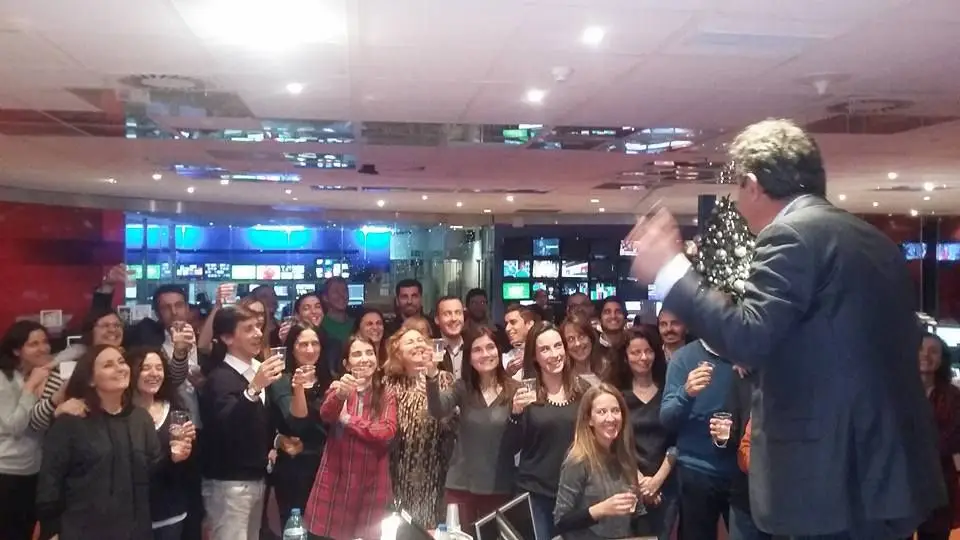 Brinde de Natal na redação da SIC.