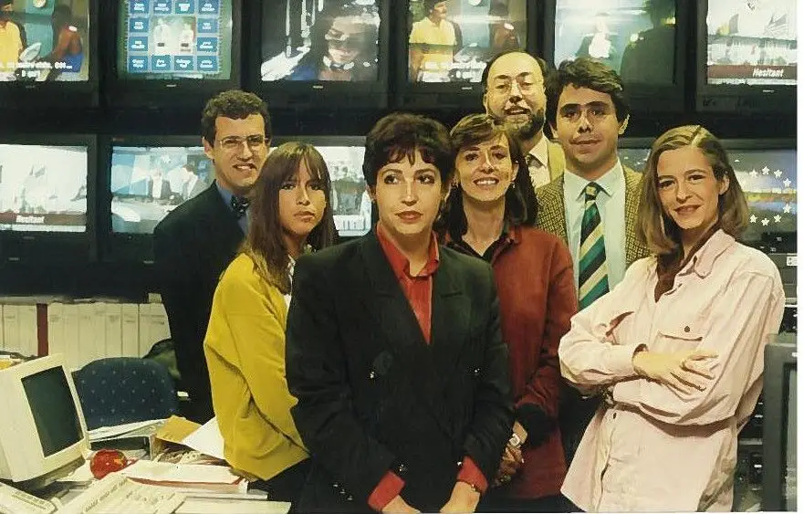 A equipa do programa Tostões e Milhões em 1993. Foto cedida por Conceição Andrade.