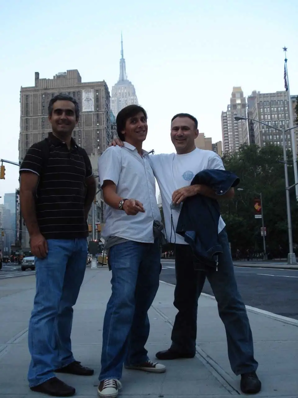 Os jornalistas Luís Garriapa, Bernardo Ferrão e Carlos Rico nos EUA.