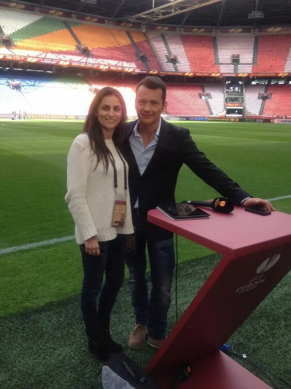 Elisabete Marques e Pedro Mourinho na final da Liga Europa em 2013.