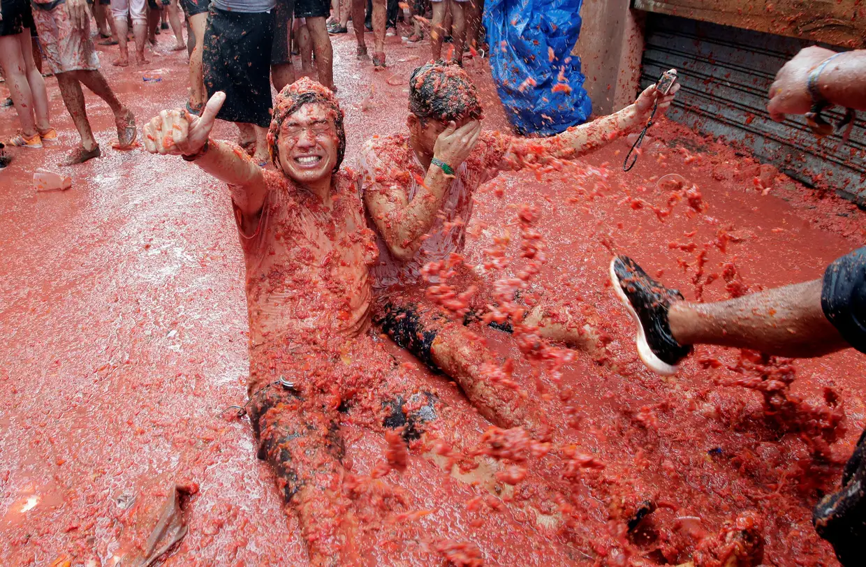 Festival da Tomatina em Buñol, Valência, Espanha.
