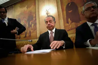 Antigo presidente do BES, Ricardo Salgado na audiência parlamentar ao colapso do GES a 9 de dezembro de 2014