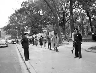 Ativistas de Chicago protestaram em frente à Casa Branca contra a morte de Emmett Till.