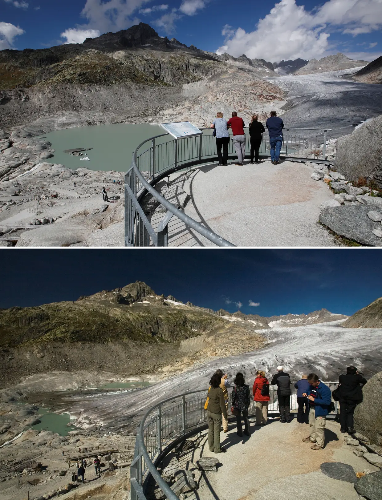 Glaciar Furkapass, Suíça, 13 de setembro de 2018 / 9 de setembro de 2009