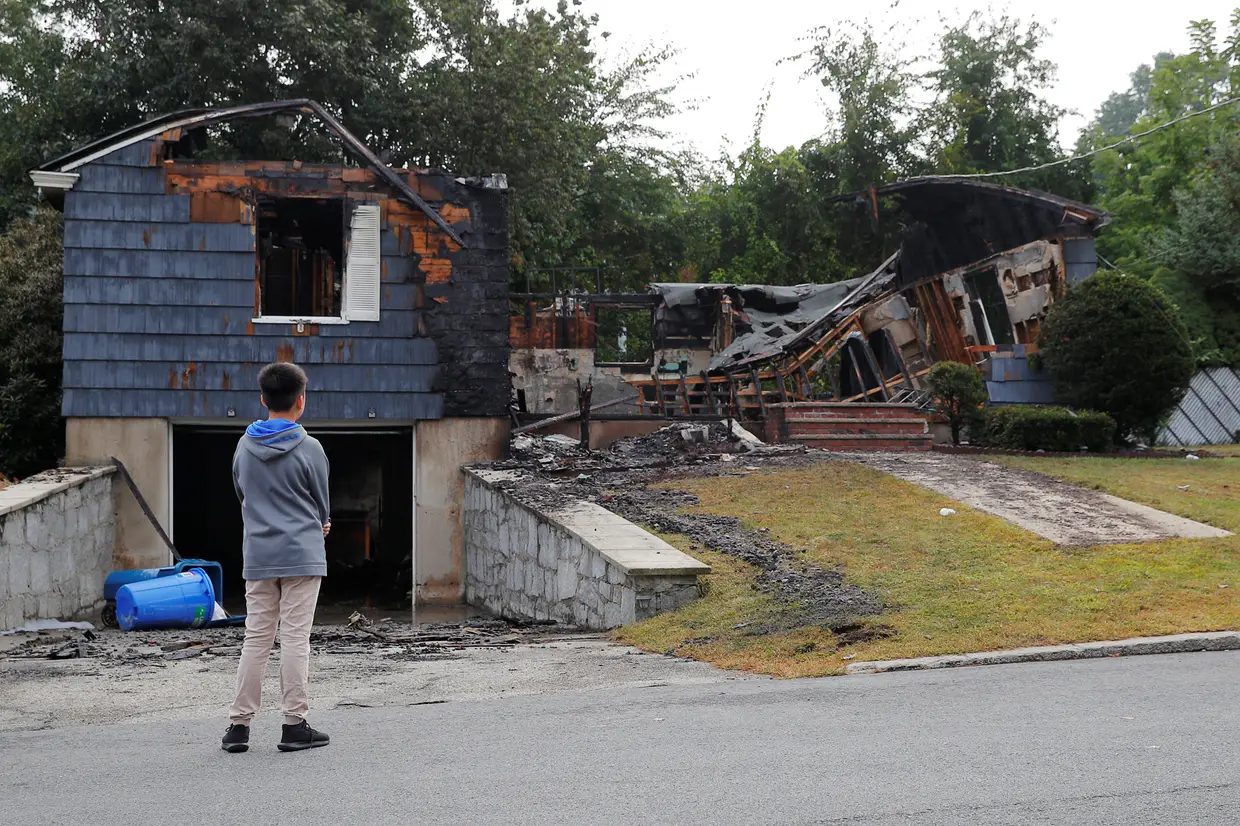 A destruição provocada por uma série de explosões em várias casas no estado de Massachusetts, nos EUA, por problemas nas tubagens do gás.