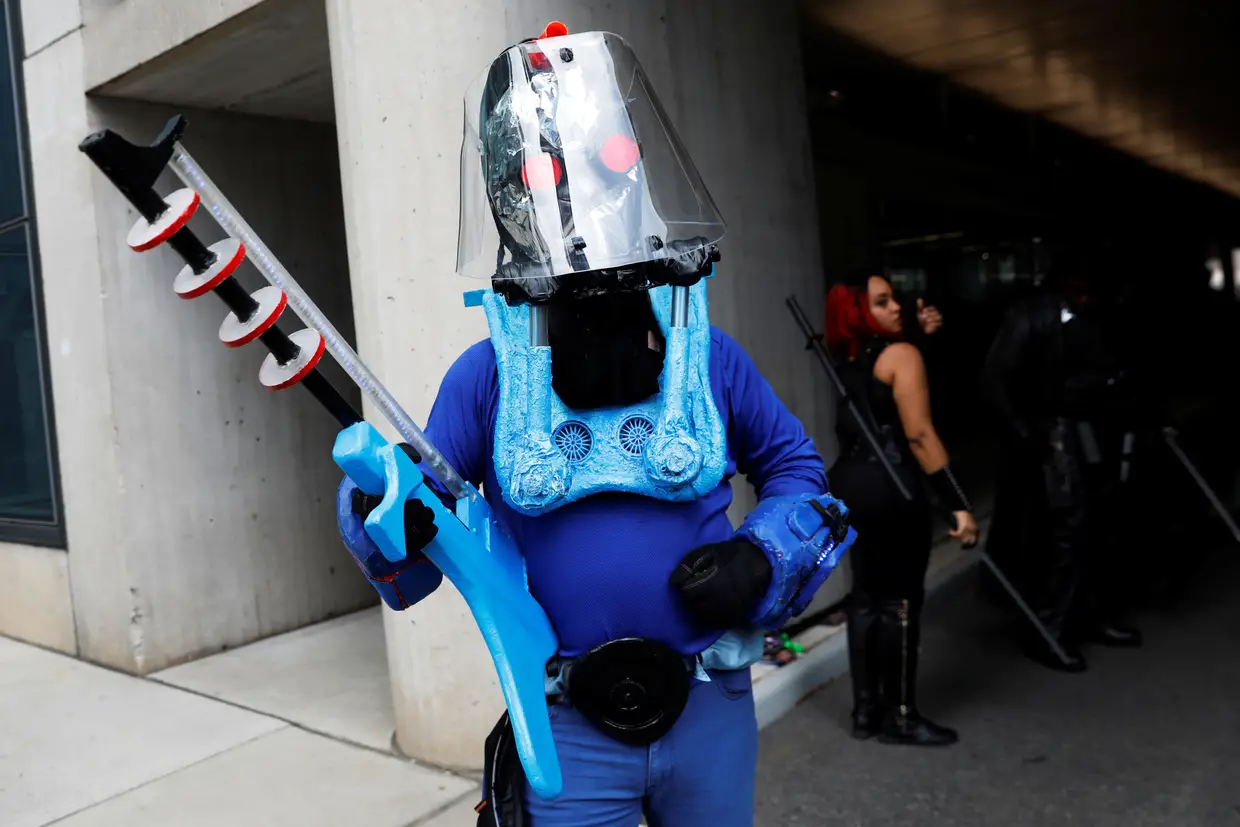 Participante da Comic Con Nova Iorque 2018, em Manhattan (EUA)