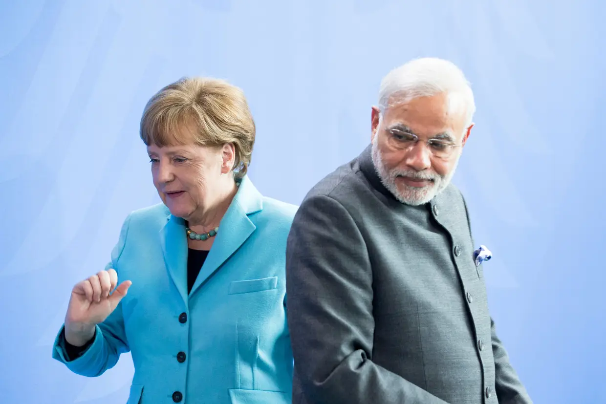 Angela Merkel e o primeiro-ministro indiano Narendra Modi, 2015