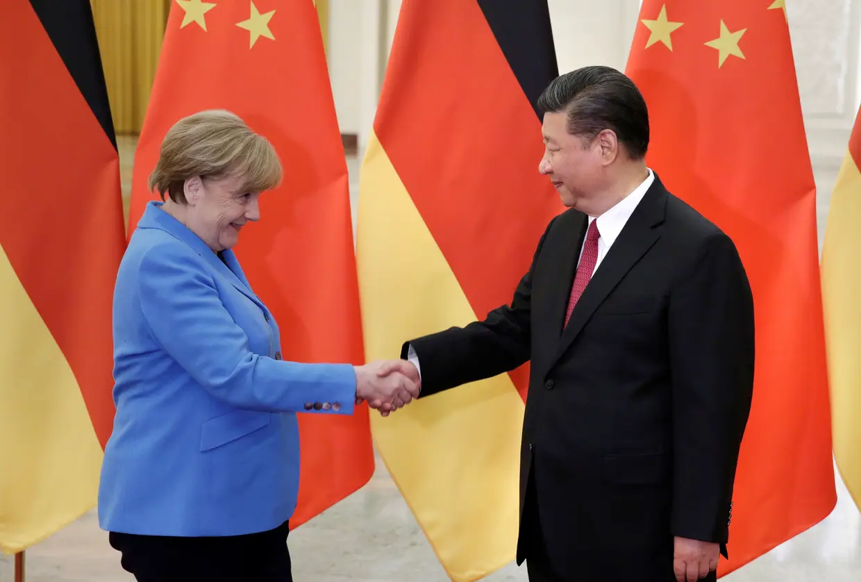 Angela Merkel e o Presidente chinês, Xi Jinping, 2018